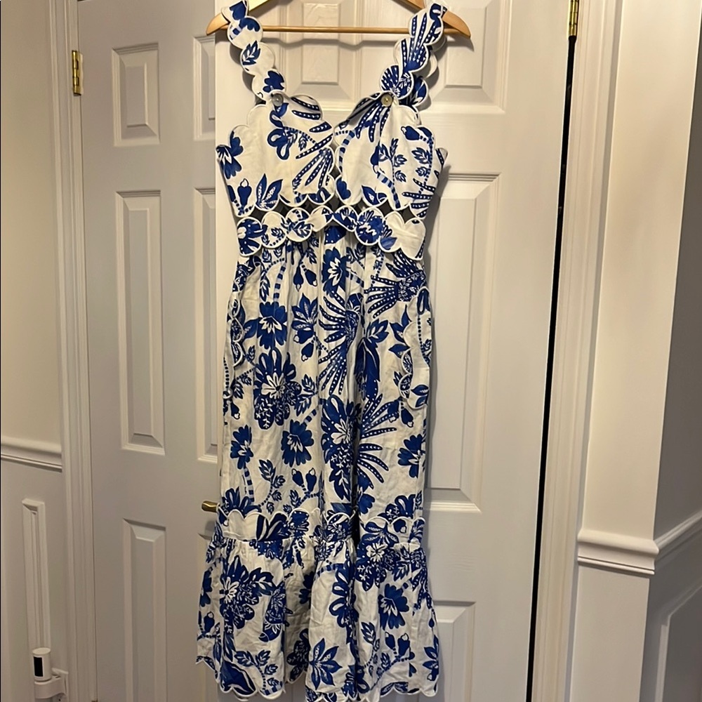 Farm rio flowerful birds off white midi dress
